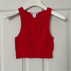 Zara Red Ribbed Cropped Tank